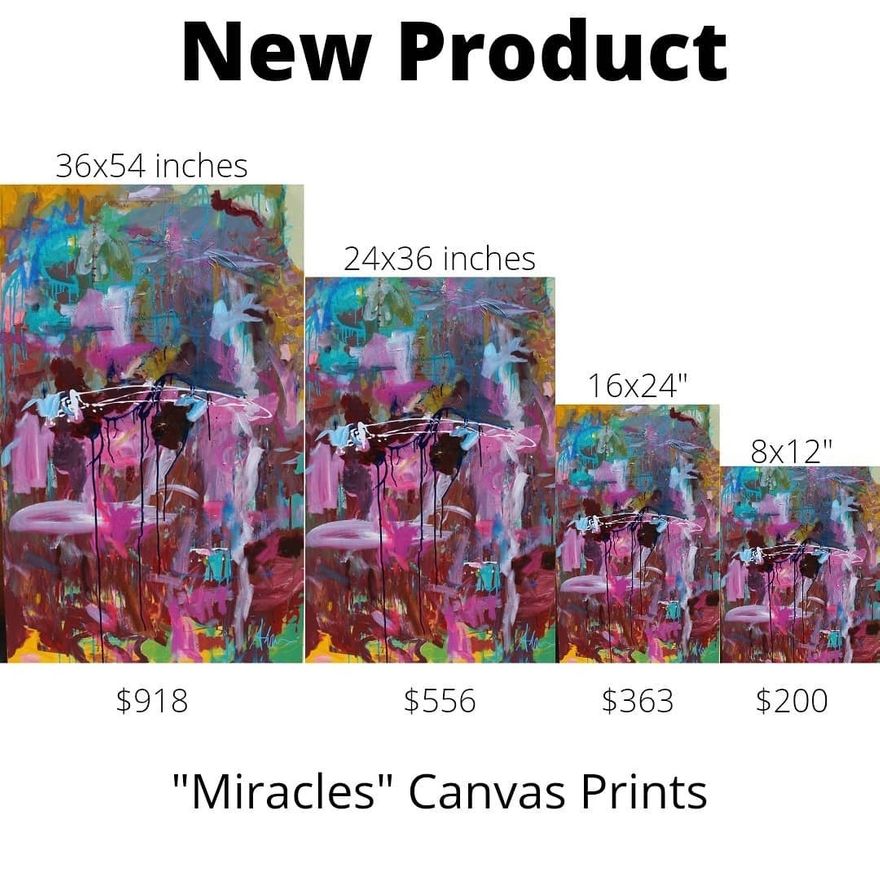 Miracles Canvas Prints. Shipping not included in price & dependant on size.