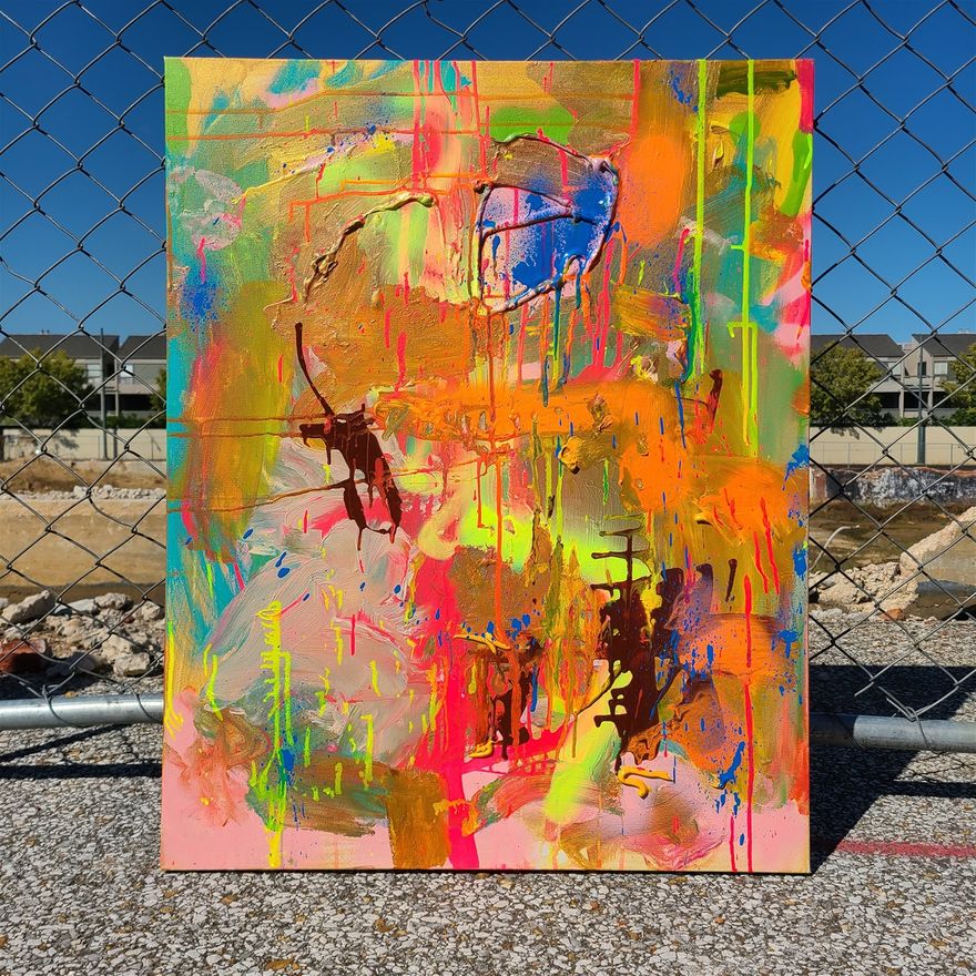Don't Rush, 24 by 30 inches, Spray Paint & Acrylic on Canvas, Available for Purchase